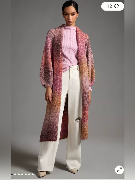 Anthropologie Sweaters - Anthropologie Long Gradient Open-Front Knit Cardigan in Pink Multi